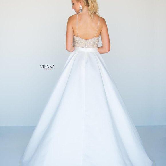 Vienna Prom Halter Satin Gown - Picture 3 of 6